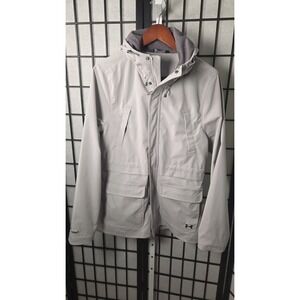 Under Armour Storm1 Gorpcore Light Gray Canvas Zip Button  Jacket Womens Large